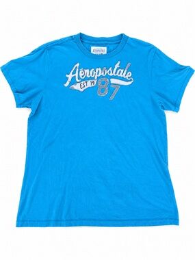 Y2K Aeropostale Spellout Tee XXL Blue Logo Graphic Mallcore 87
